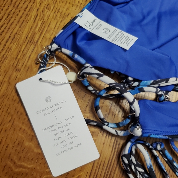 Toluca Swim Irina Lace-up Back Bandeau- Adonis - Picture 8 of 10